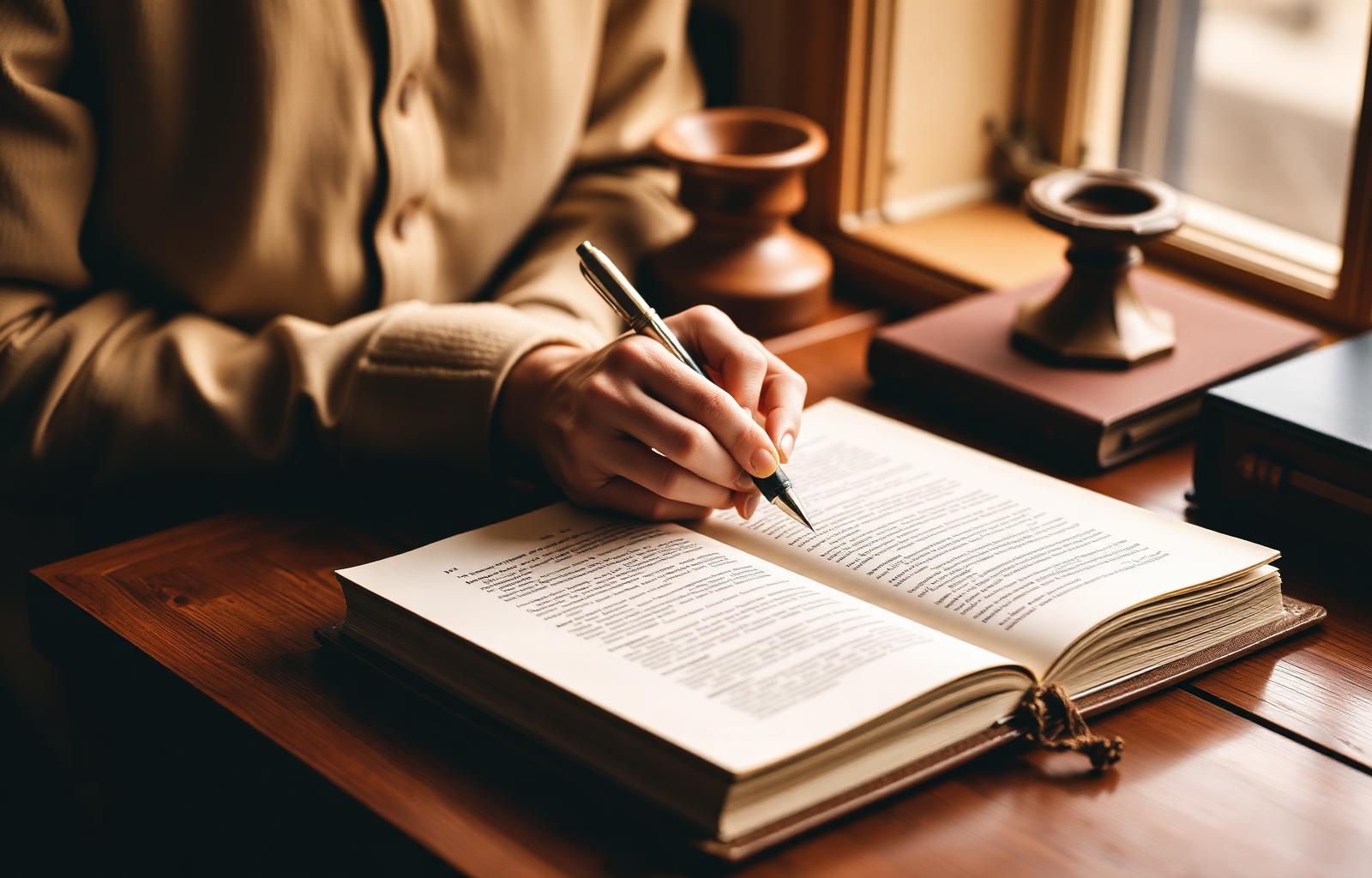 Author writing a manuscript